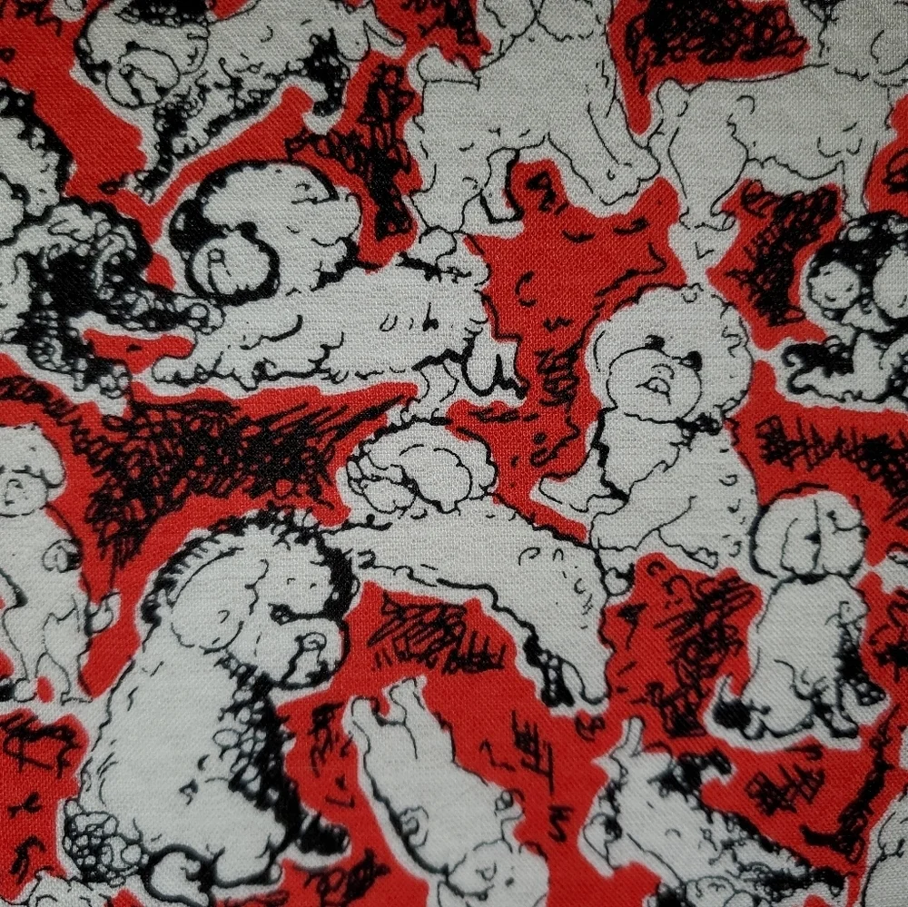 Carolina Herrera White Poodles On Red And Black Pouch